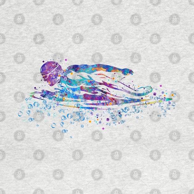 Boy Swimming Breaststroke Watercolor Sport Gift by LotusGifts